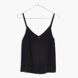Madewell Silk Button Down Cami in True Black